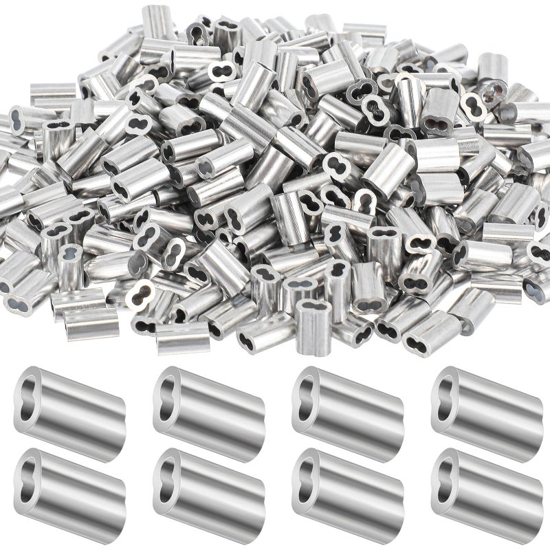 Yaocom 500 Pcs 1/16"" Aluminum Crimping Loop Sleeve Cable Crimp Ferrules Wire Rope Sleeves for 1/16"" Diameter Wire Rope and Cable Line Ends - Image 1